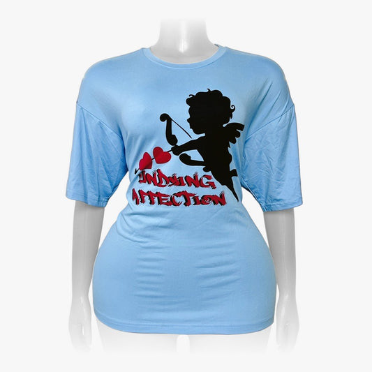 Blue Cupid Women’s Graphic T-shirt with Slogan